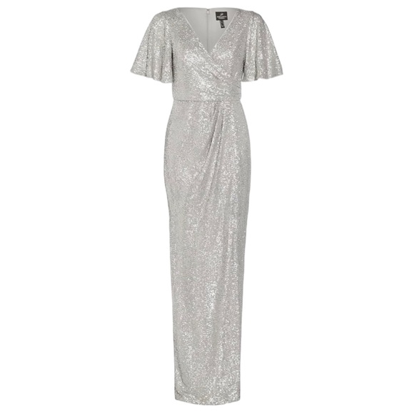 NWT ADRIANNA PAPELL Wave Sequin Draped Gown. Size 12 - Picture 4 of 14